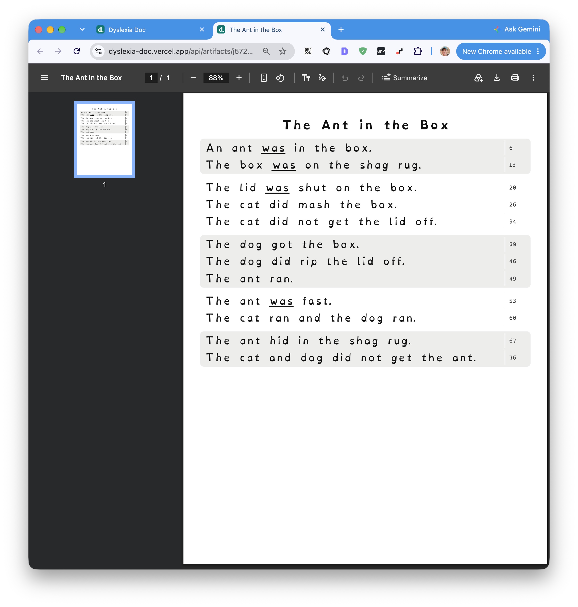 Generated PDF view
