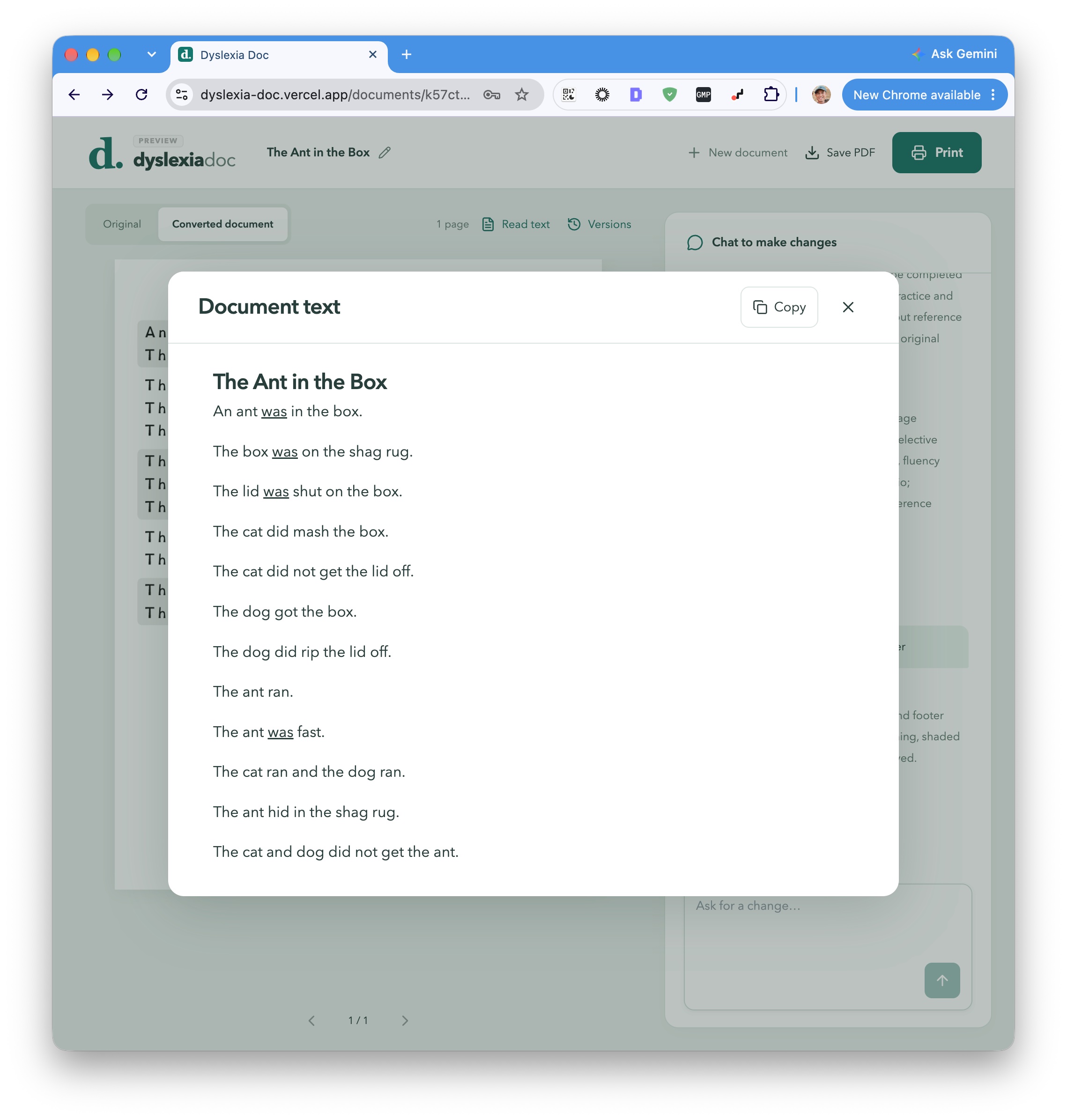 Document text view