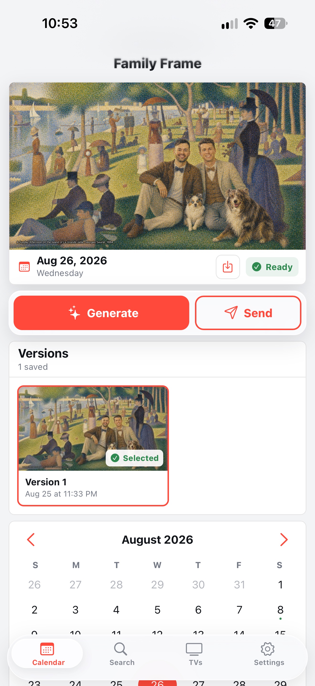 Family Frame app calendar