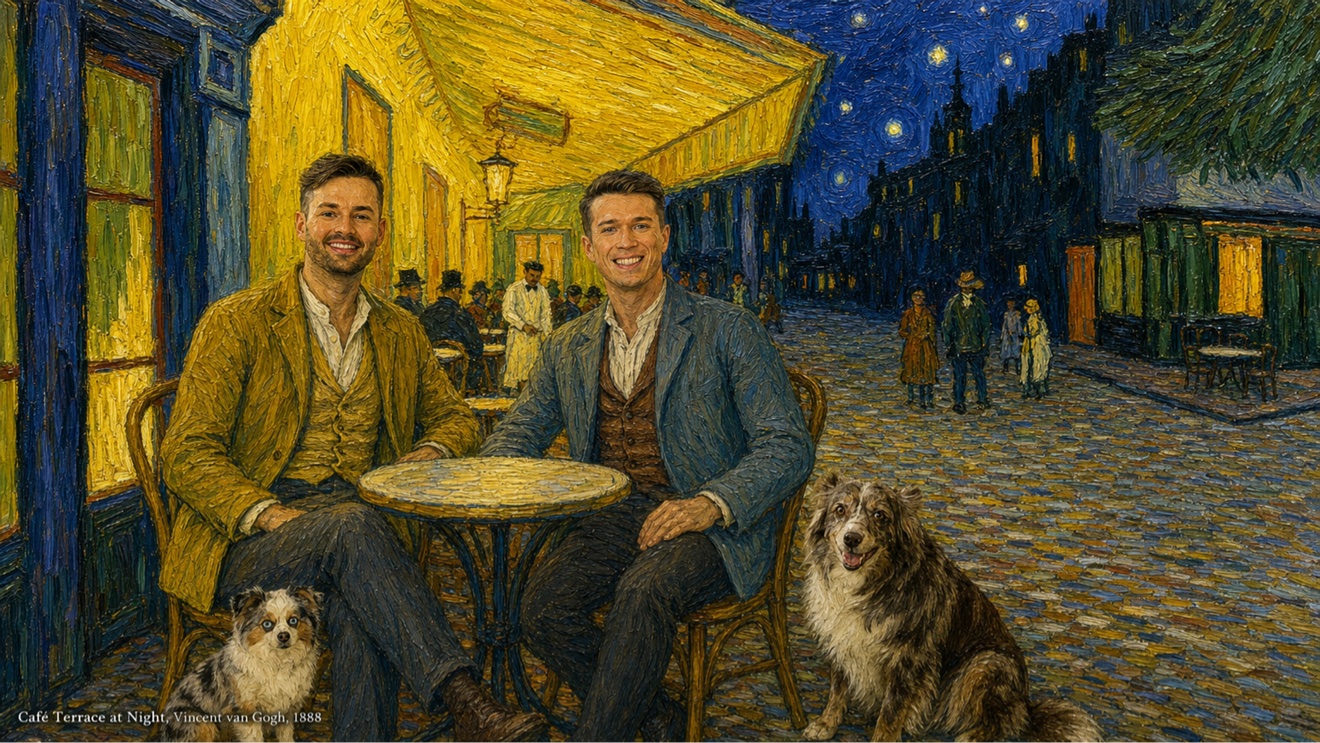 Family in Van Gogh's Café Terrace at Night