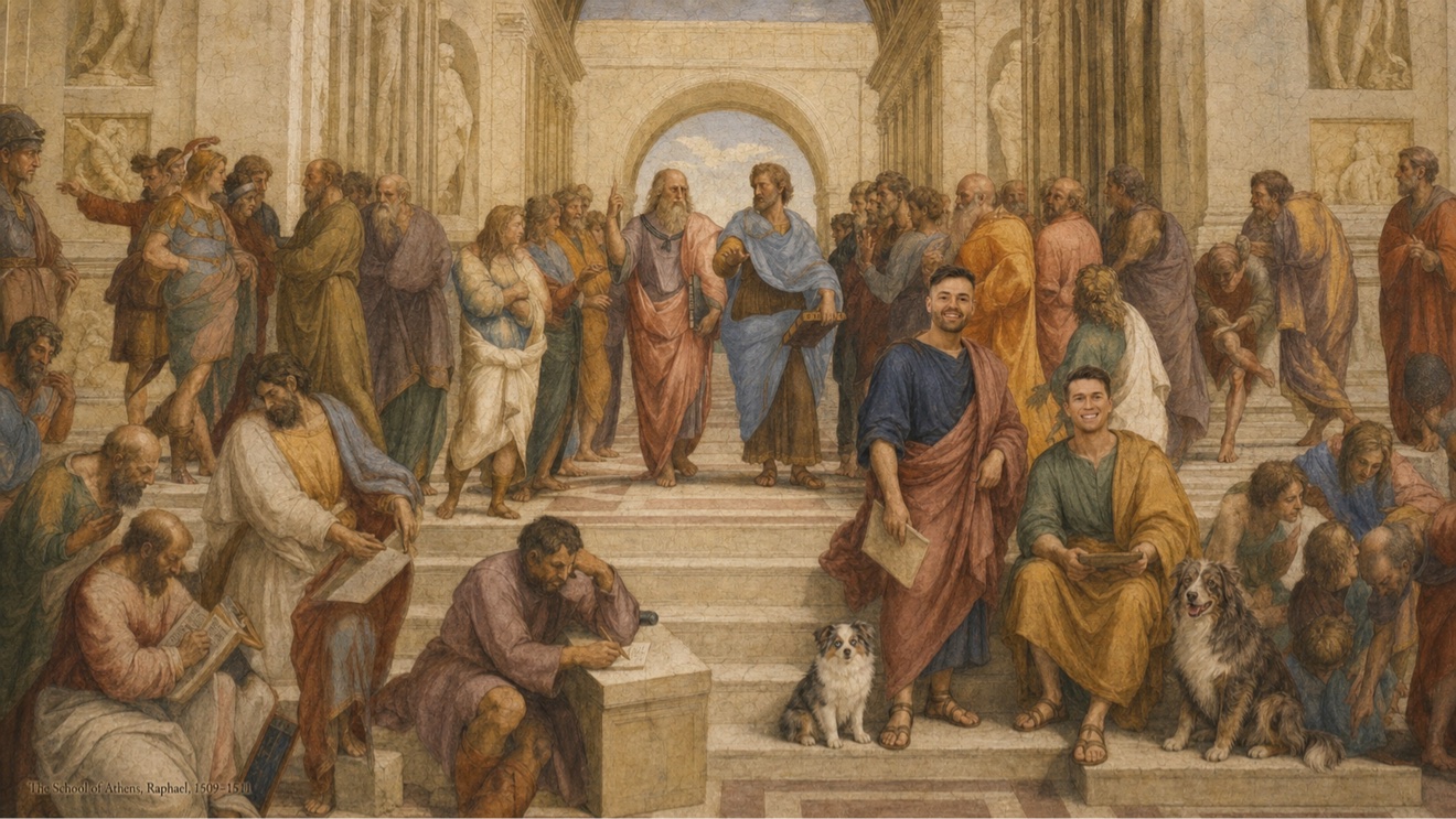 Family in Raphael's School of Athens