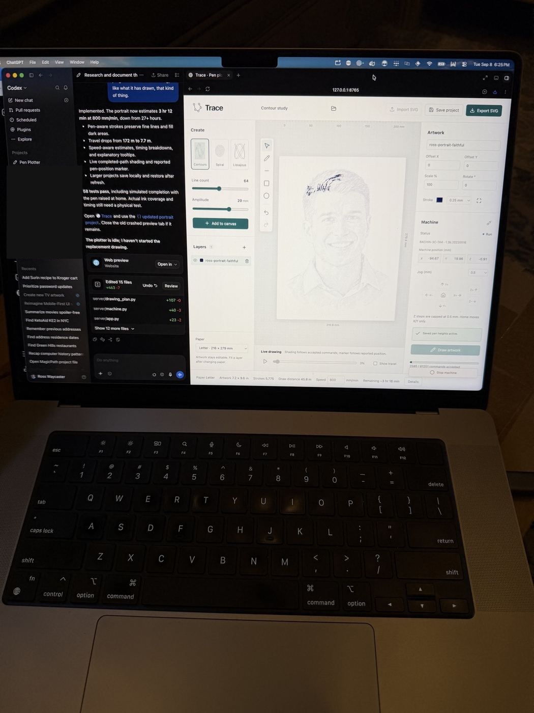 Trace app live progress