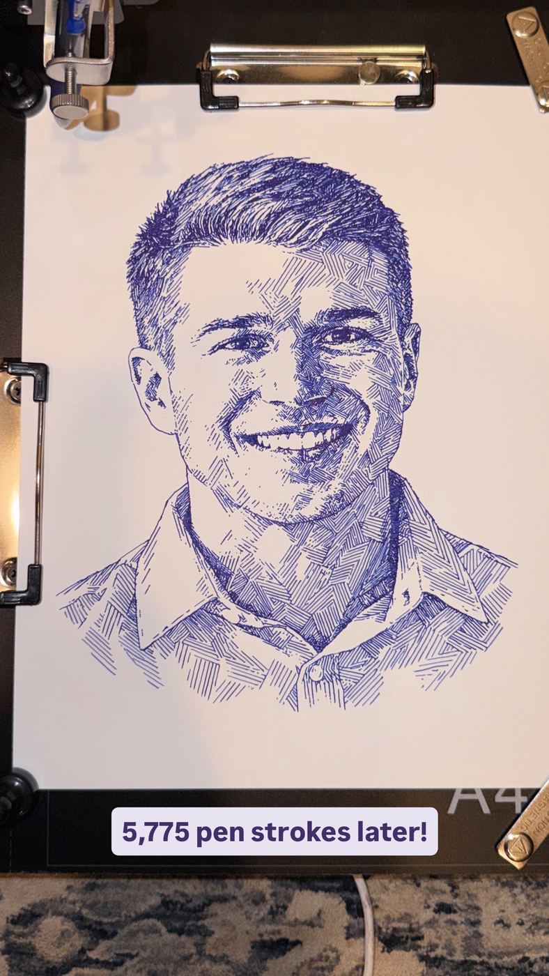 Finished pen plotter portrait